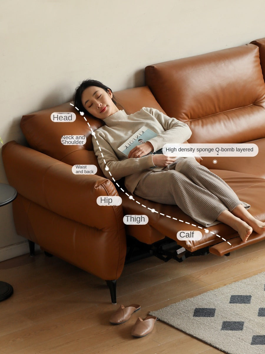 Leather Sofa, Head Layer, Cowhide Electric Sofa.