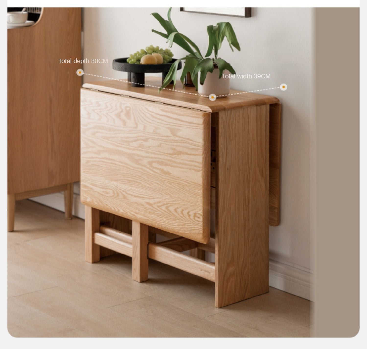 Oak Solid Wood Retractable Dining Table