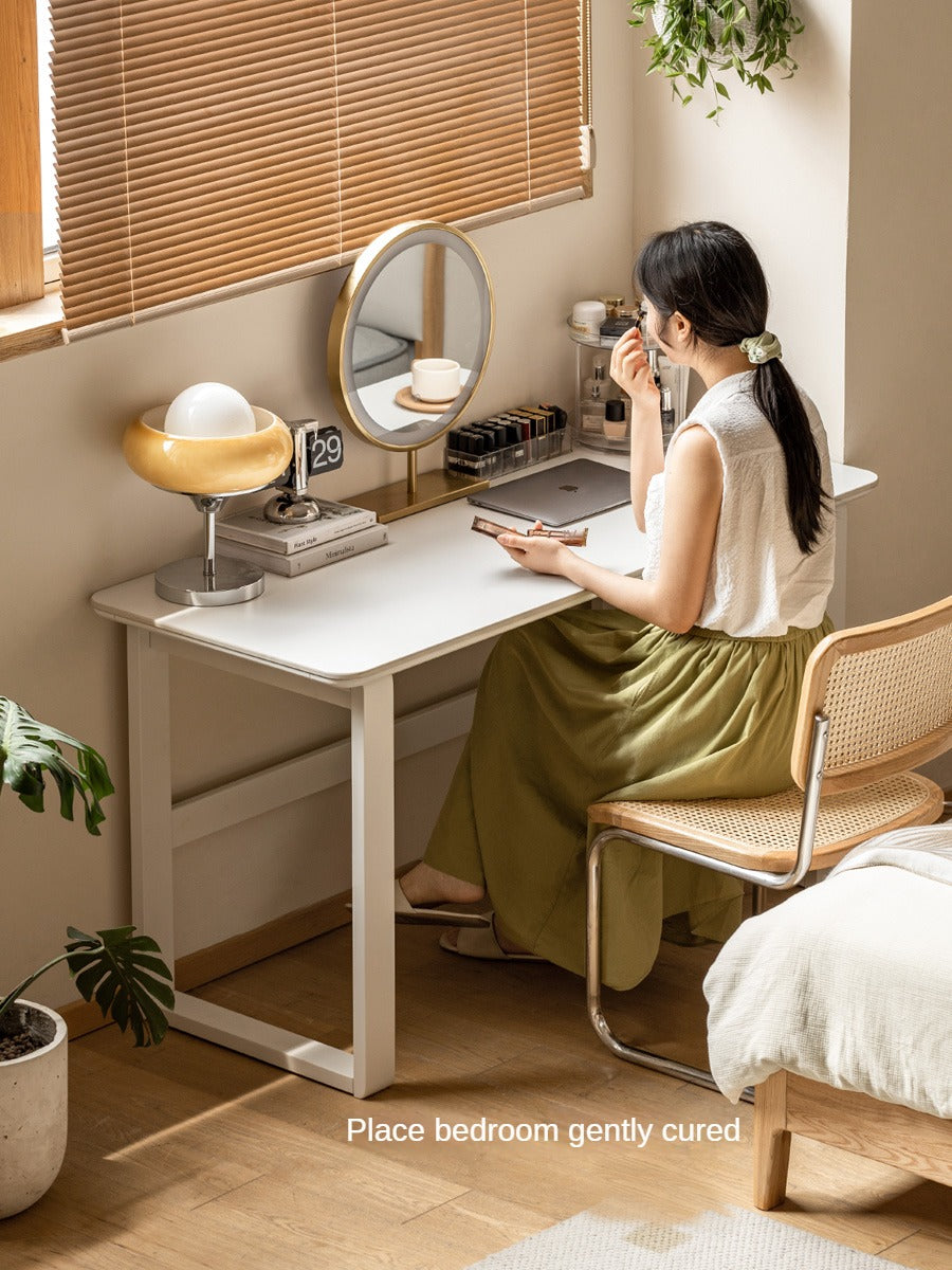 Birch solid wood slate desk white cream style "