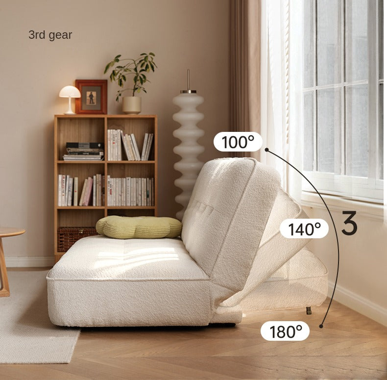 Fabric Sofa White Cream Style Sitting and Sleeping Sofa.
