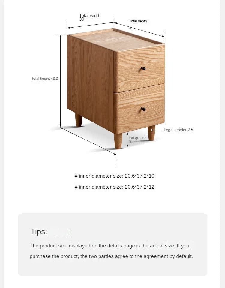 Oak, Ash Solid Wood, Solid Rubberwood Nightstand.