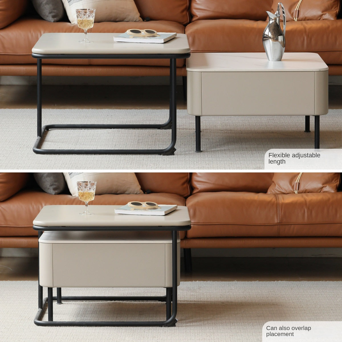 Poplar Solid Wood Modern Light Luxury Rock Board Coffee Table