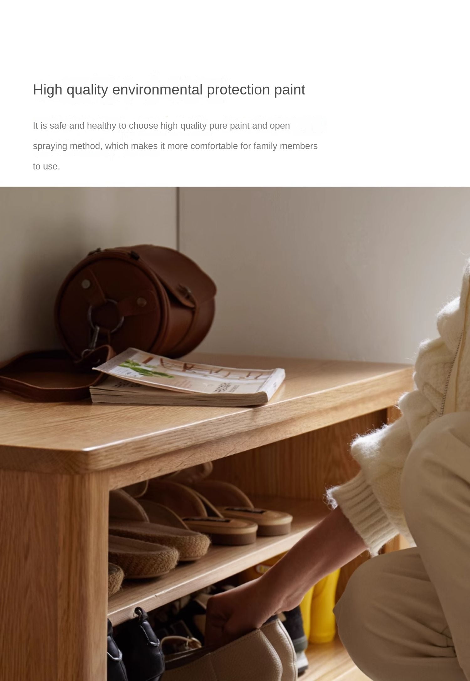 Oak Solid Wood Shoe Storage Bench