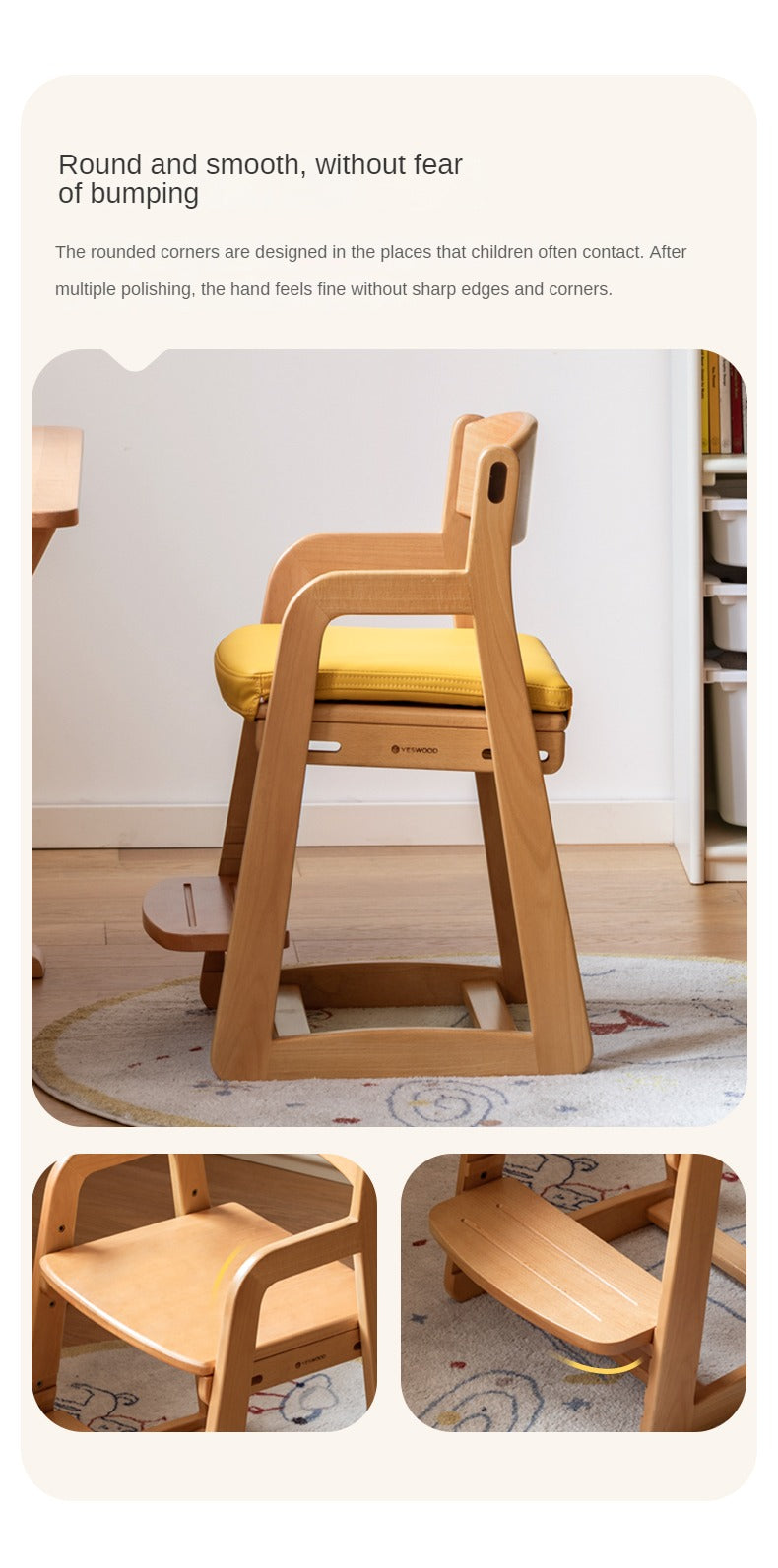 Beech Solid Wood Children's Adjustable Lift Chair.
