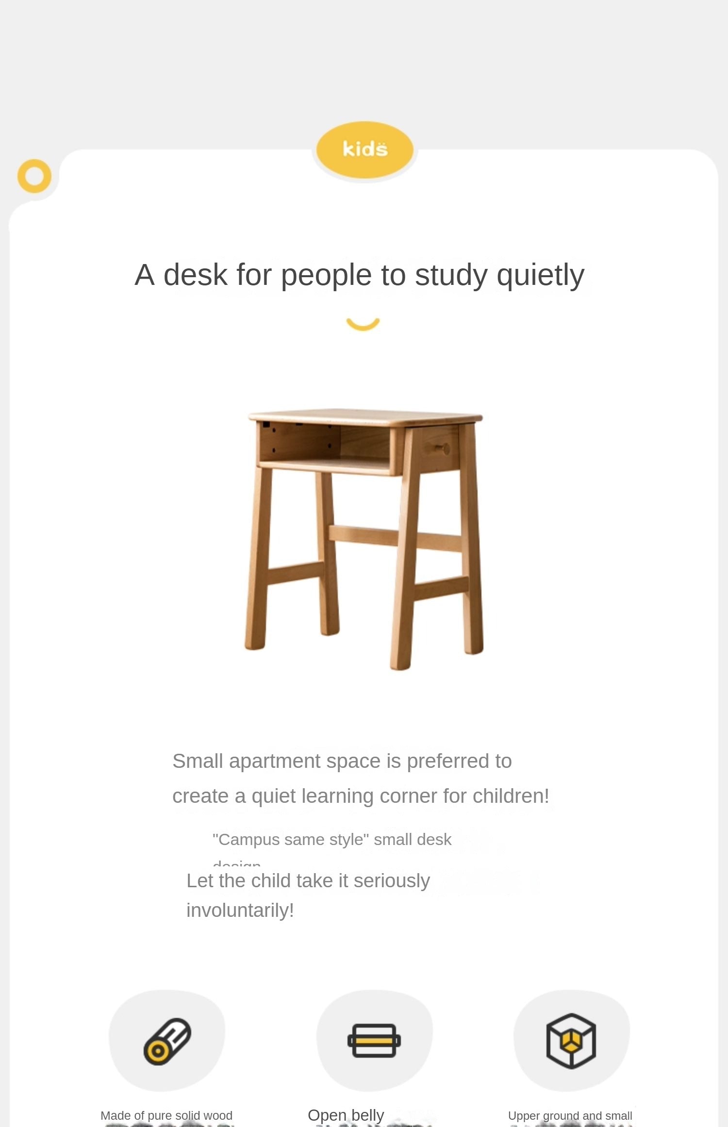 Beech Solid Wood Children's Small Desk