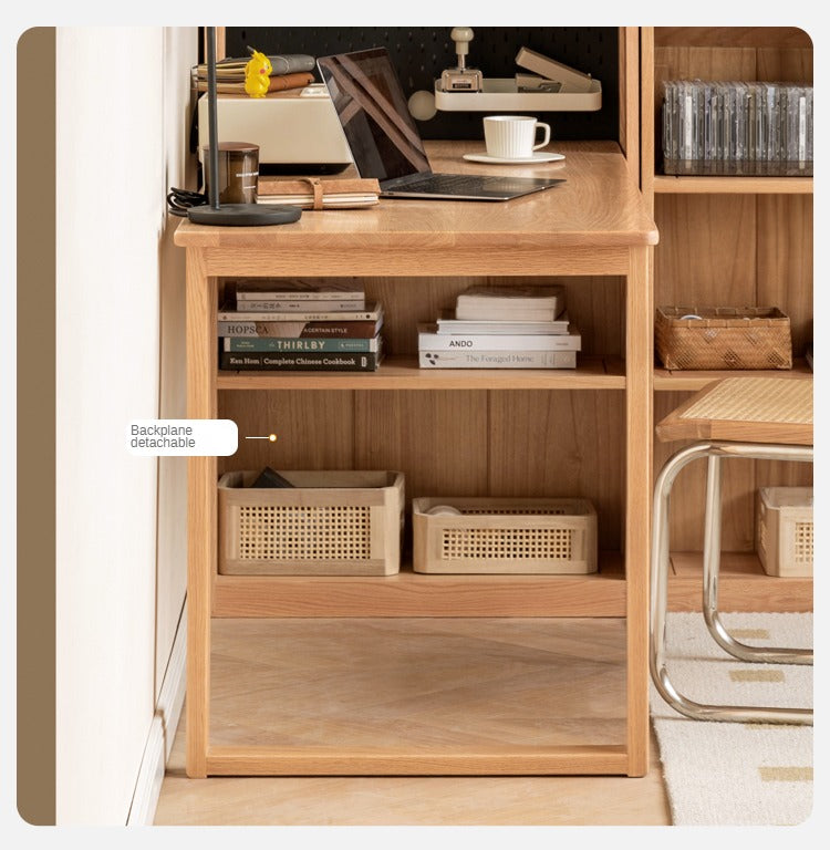 Oak Solid Wood Integrated Desk Cabinet