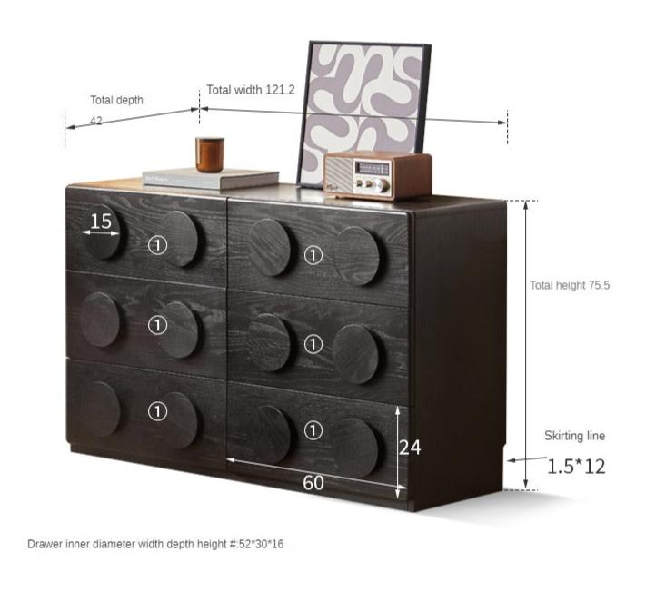 Oak Solid Wood Chest of Drawers Retro Black