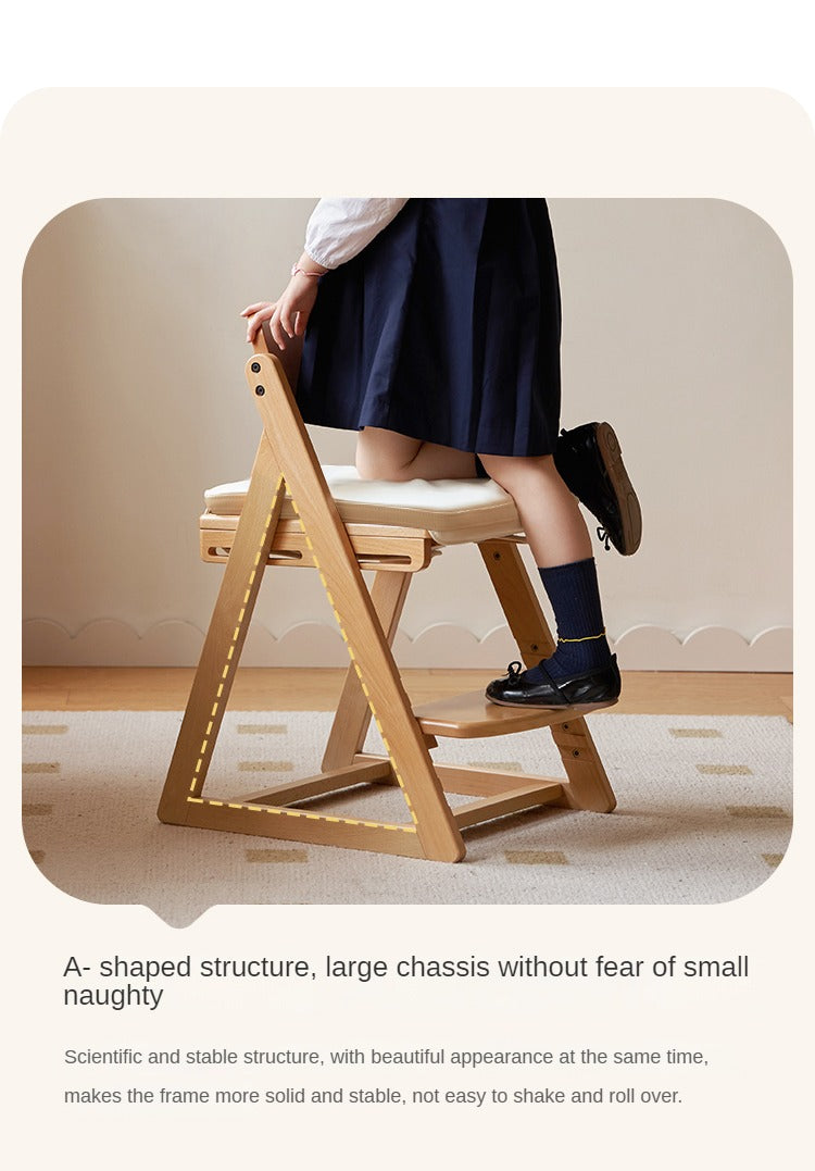 Beech Solid Wood Kid's Adjustable Elevating Chair.