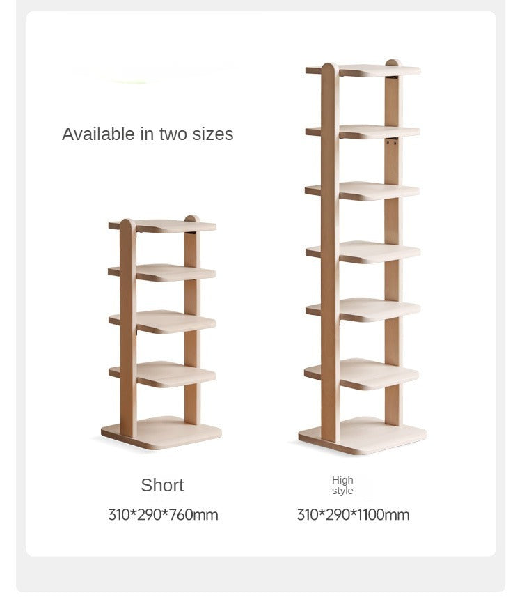 Beech, Solid Rubber Wood Narrow Shoe Rack