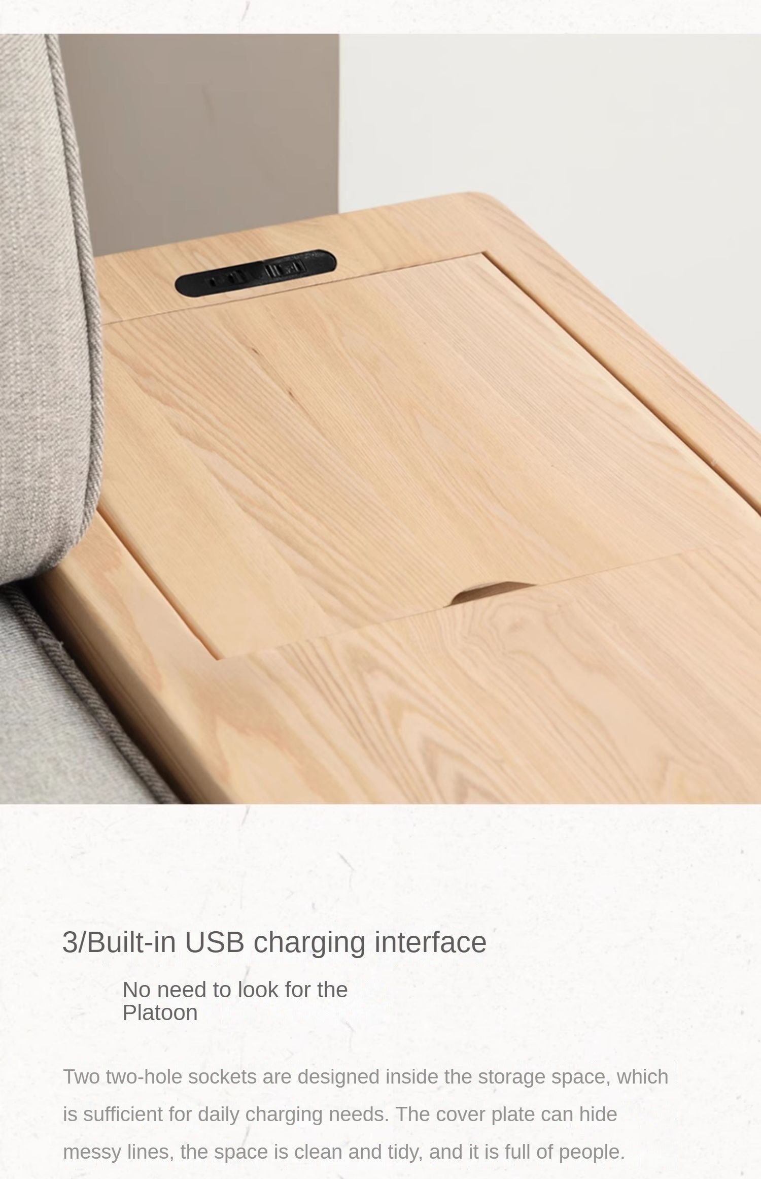 Ash Solid Wood Side Modern Corner Storage Side Table