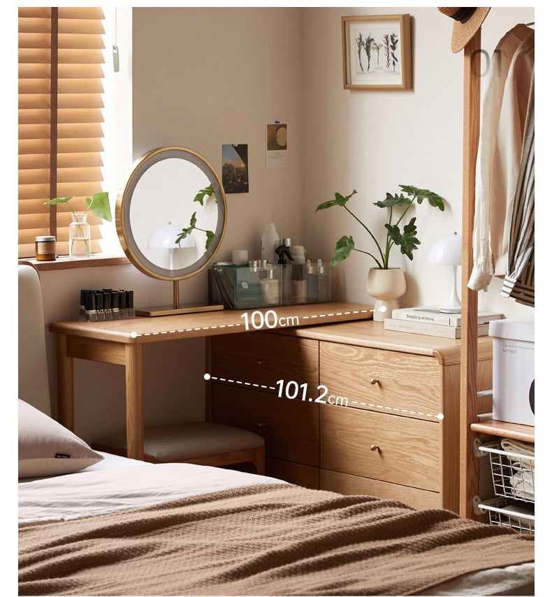 Oak Solid Wood Retractable Dressing Table.