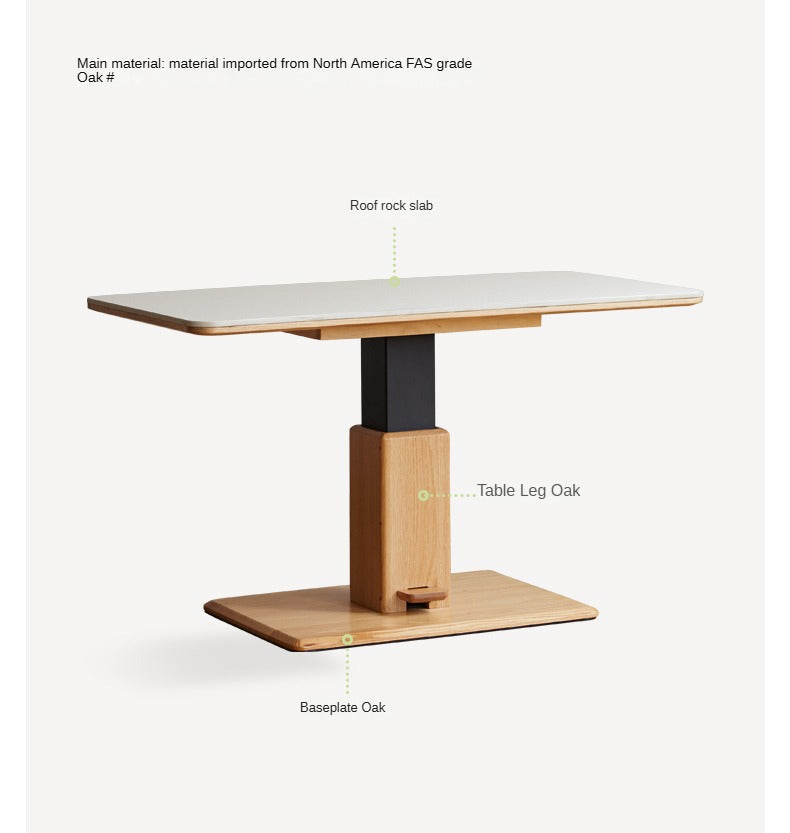 Oak Solid Wood Rock Slab Lifting Side Table