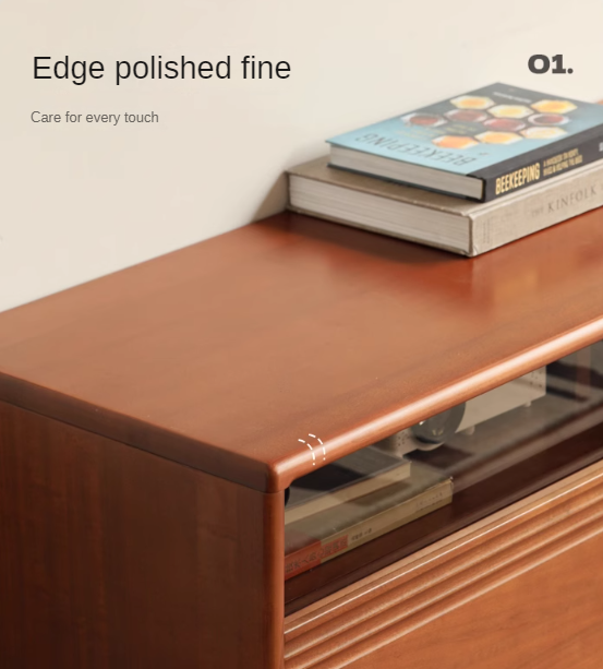 Poplar Solid Wood Retro Floor-Standing Medieval Style TV Cabinet.