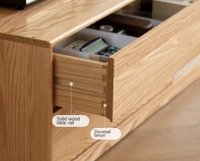 Oak, Rubber Solid Wood TV Cabinet Floor Combination,