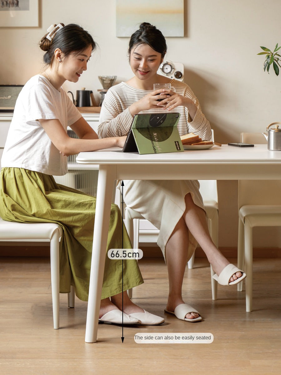 Solid Rubberwood Ectangular Rock Plate Dining Table