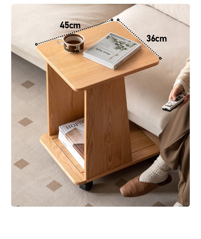 Oak, Solid Rubberwood Mobile Storage Rack