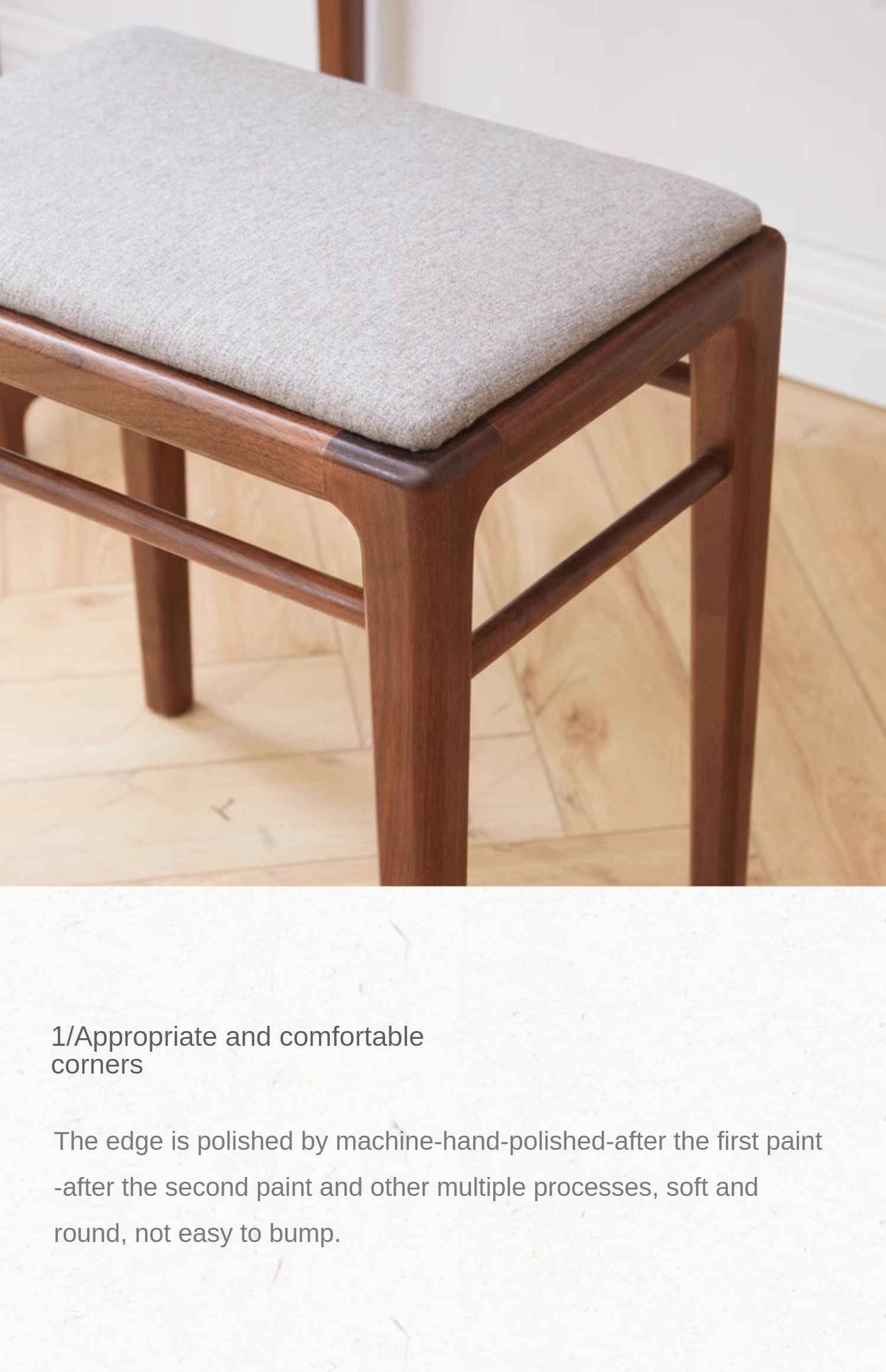 Black Walnut Solid Wood Makeup Stool
