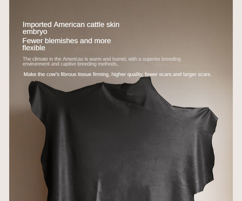 Leather Light Luxury Black Straight Sofa,