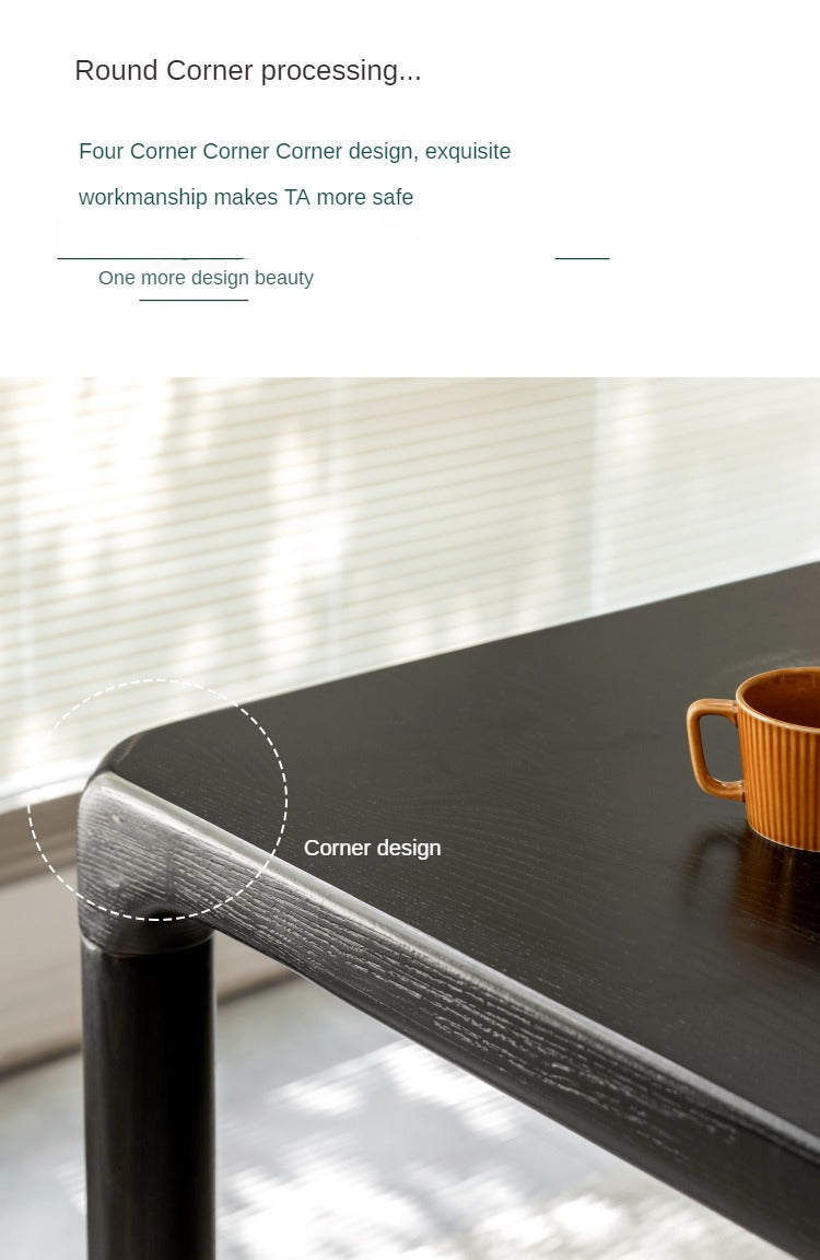 Ash Solid Wood Black Nordic Dining Table
