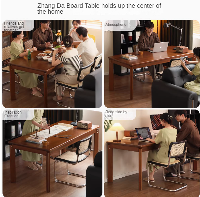 Poplar Solid Wood Medieval Retro Dining Table