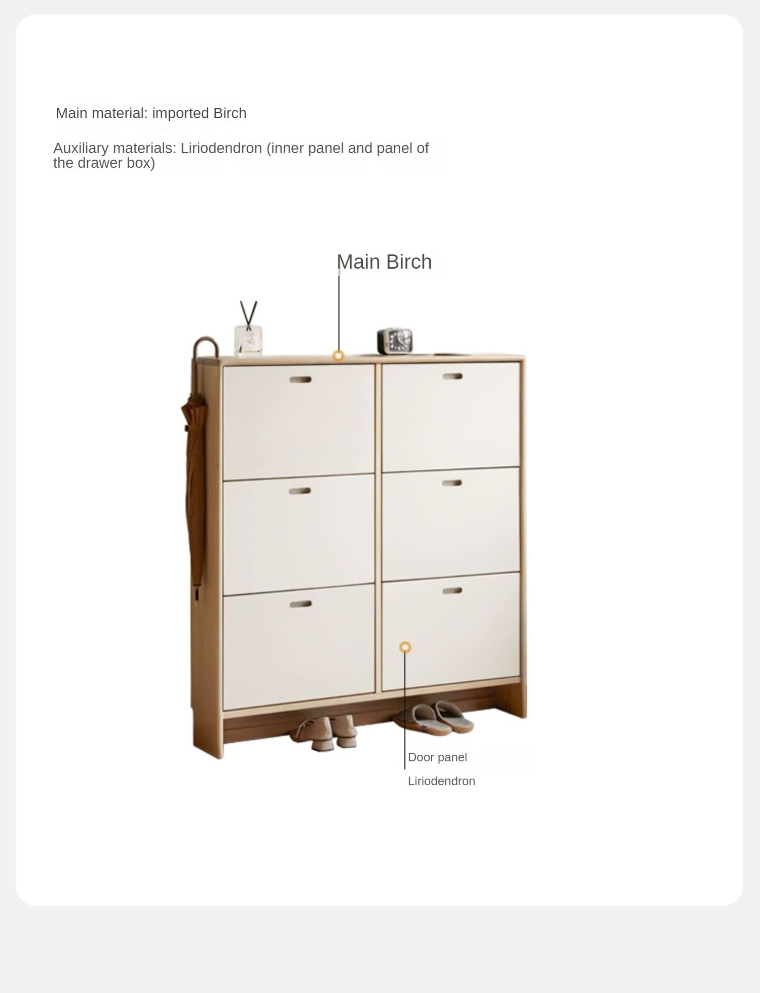 Birch Solid Wood Ultra-Thin Shoe Cabinet