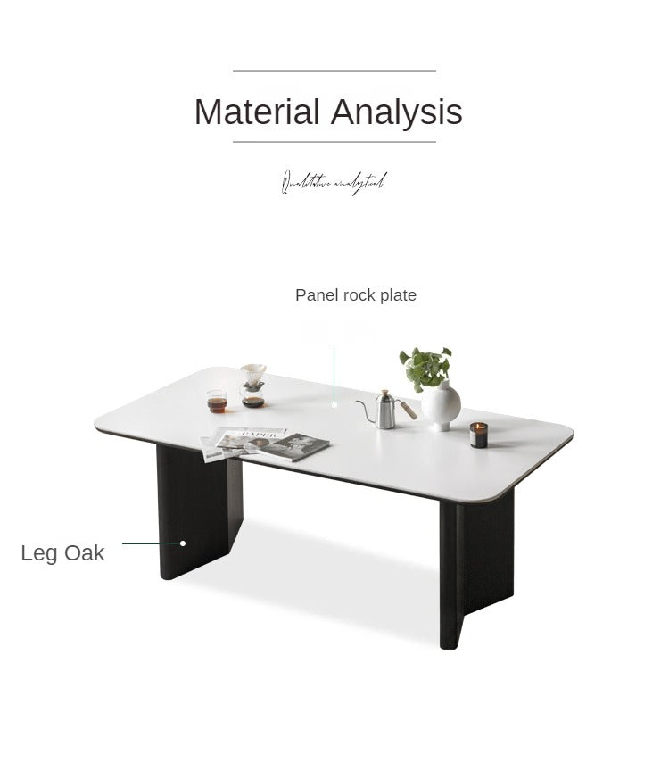 Oak Solid Wood, Solid Rubberwood Slate Italian Dining Table