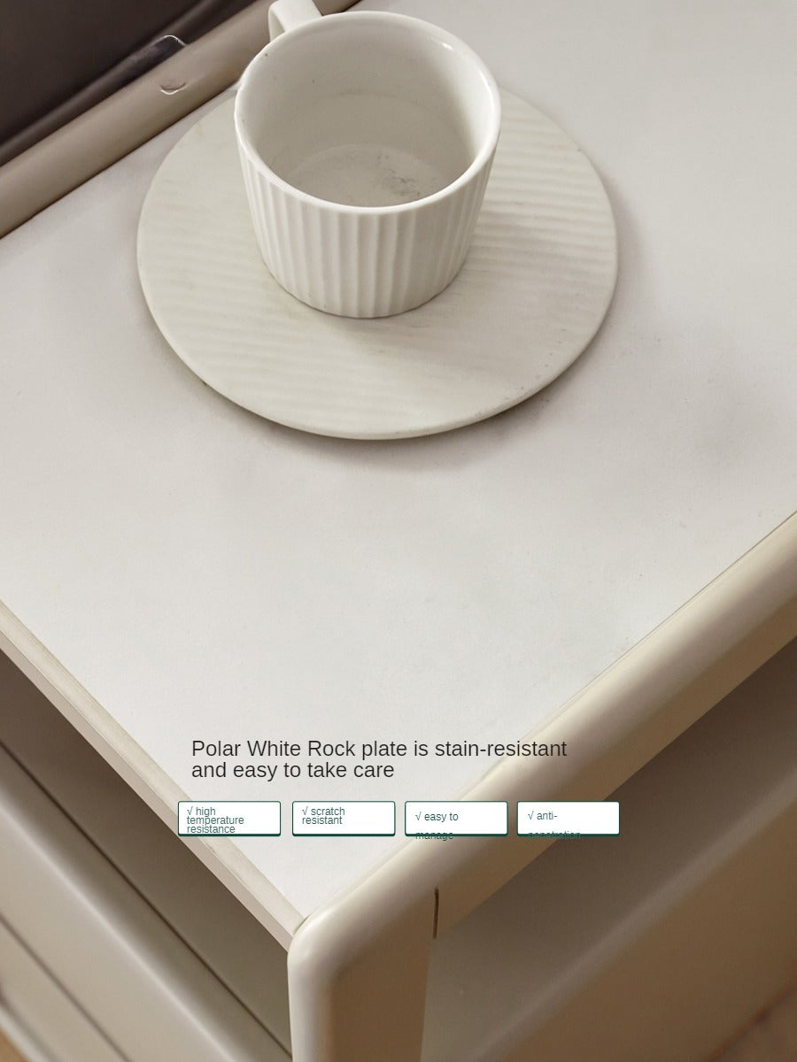 Poplar Solid Wood Side Table With Rock Slab Top