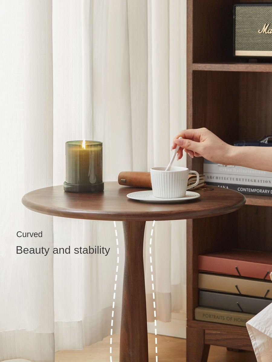 Black Walnut, Oak Solid Wood Round Side Table