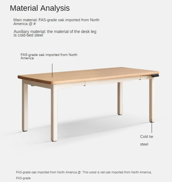 Oak Solid Wood Electric Elevating Dual Motor Office Desk