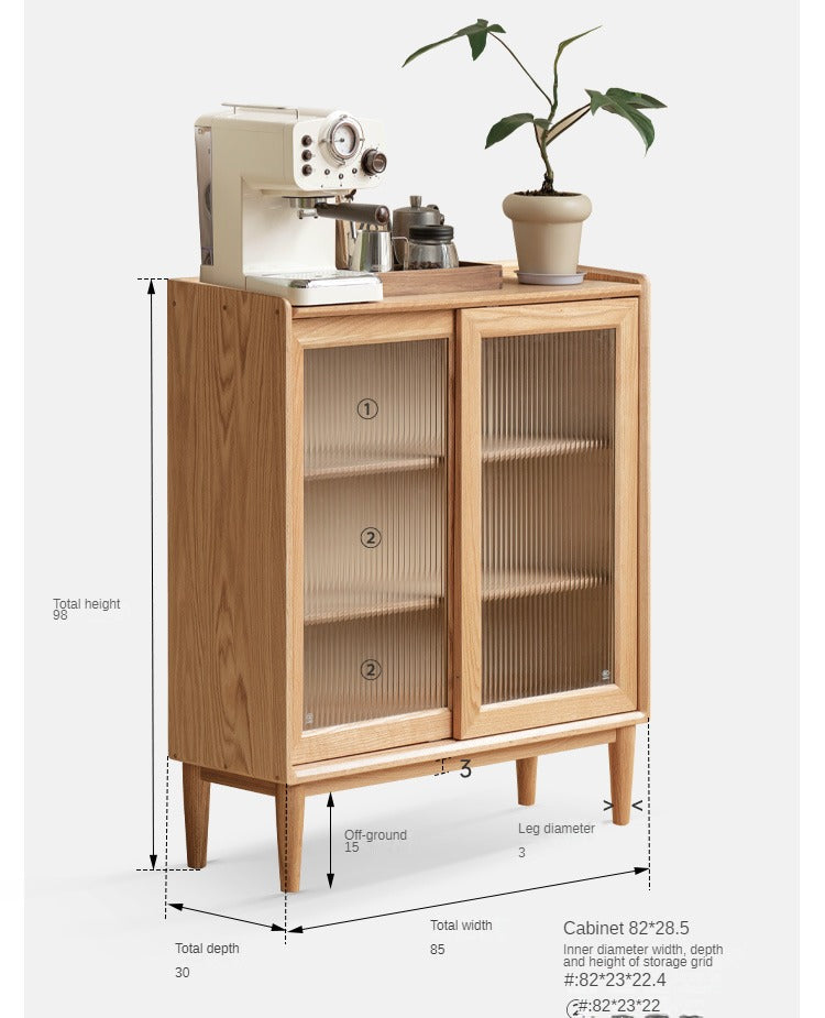 Oak Solid Wood Sideboard Slide Door