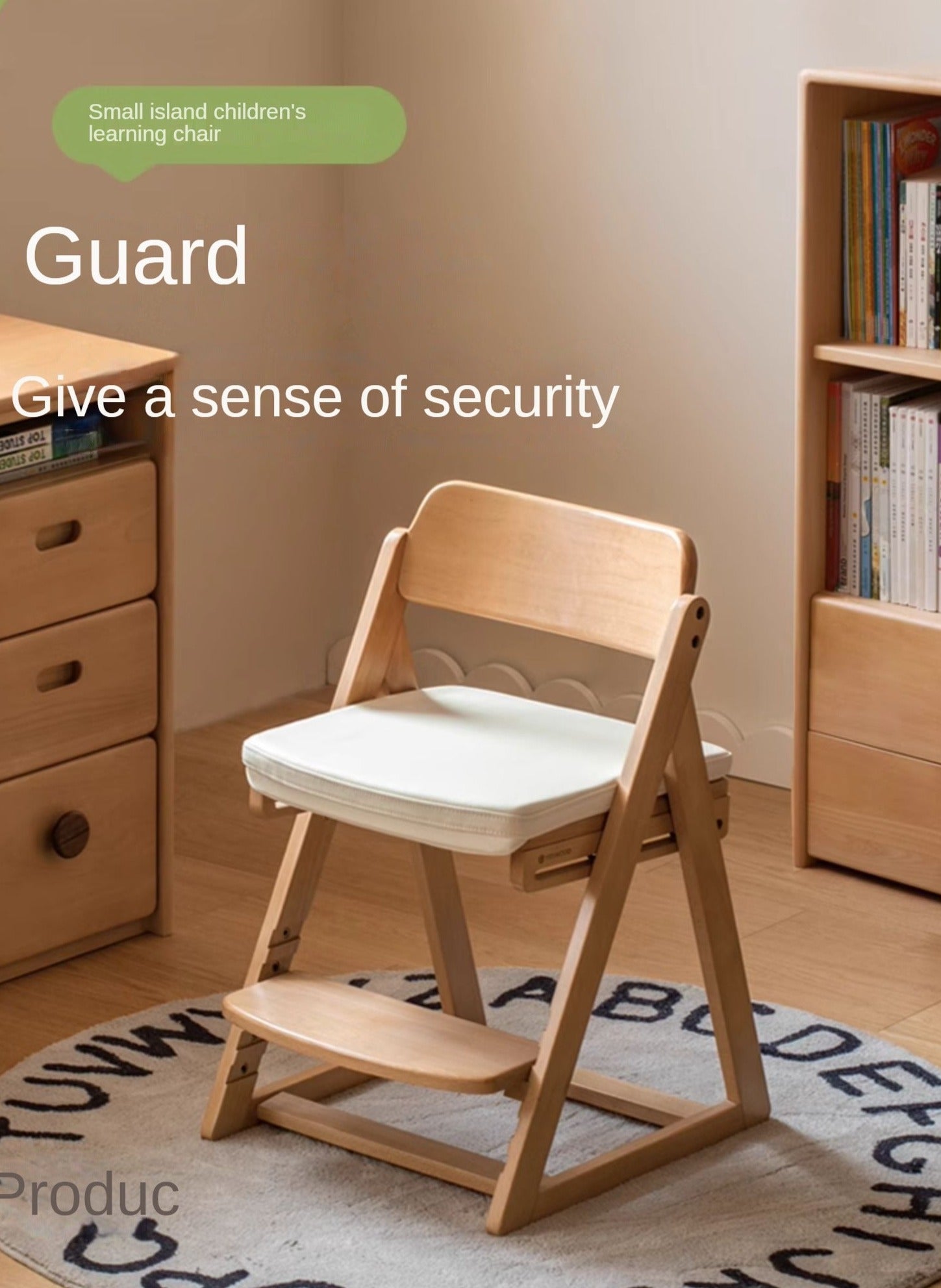 Beech Solid Wood Kid's Adjustable Elevating Chair.