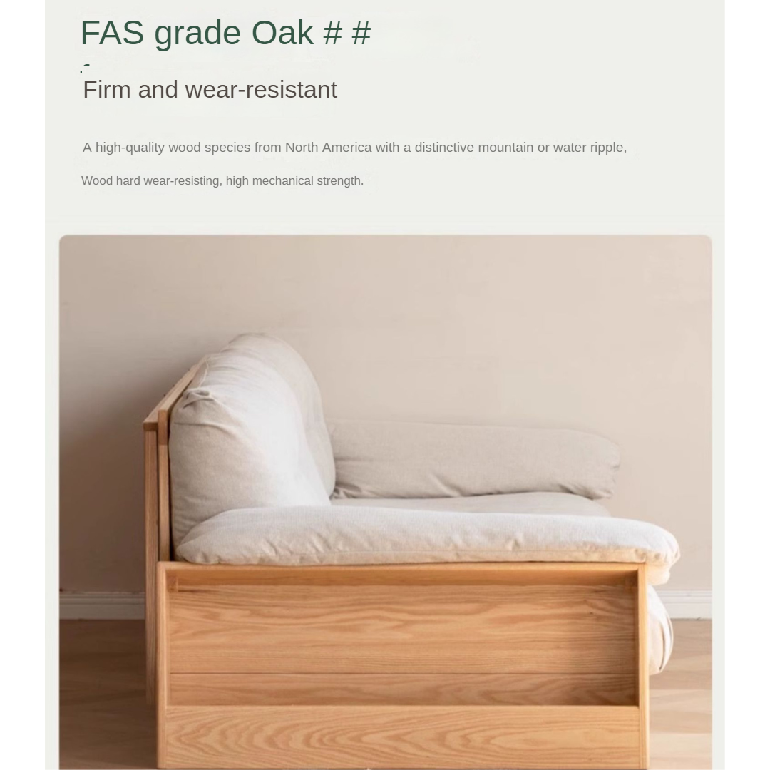 Oak Solid Wood Floor Storage Sofa Modern.