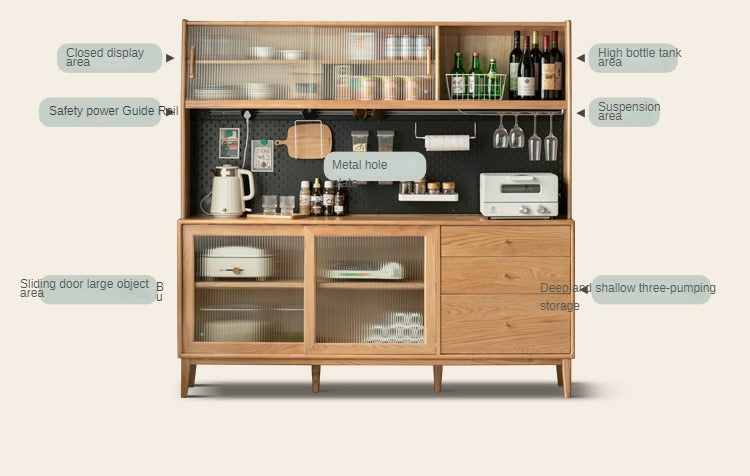 Solid Rubberwood, Oak Solid Wood, Beech Solid Wood Buffet Cabinet, Sideboard