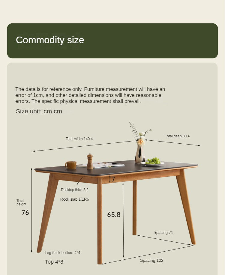 Cherry Solid Wood Retro Rock Plate Long Dining Table.