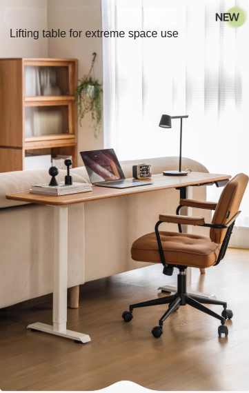 Oak Solid Wood Electric Lift Narrow Long Desk