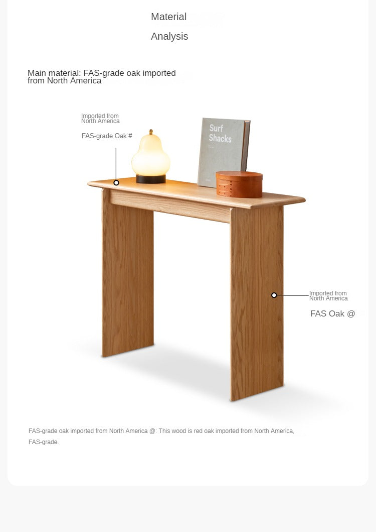 Oak Solid Wood, Solid Rubberwood Entrance Corridor Wall Strip Case Ultra-Narrow Table