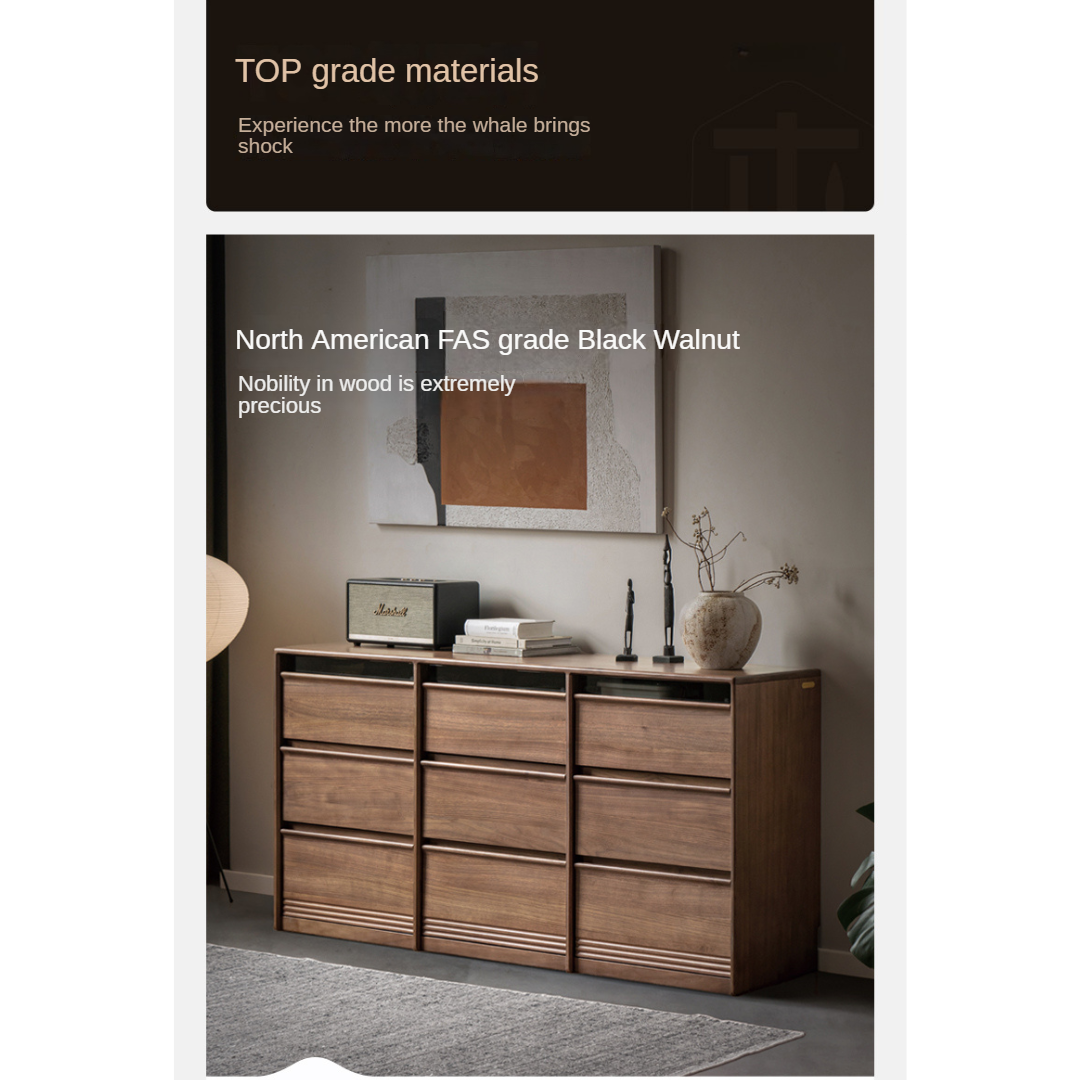 Black Walnut Solid Wood Chest Drawer.