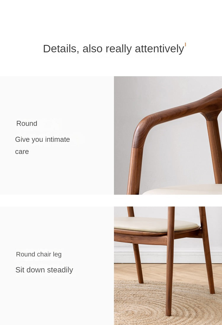 Black Walnut, Ash Solid Wood First Layer Cowhide Horn Chair
