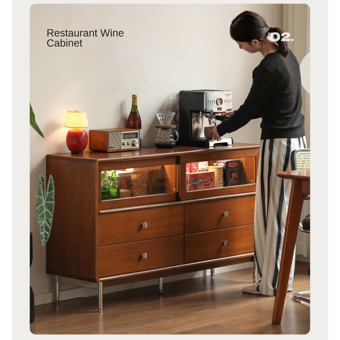 Poplar Solid Wood Cabinet Bauhaus Storage Drawer.