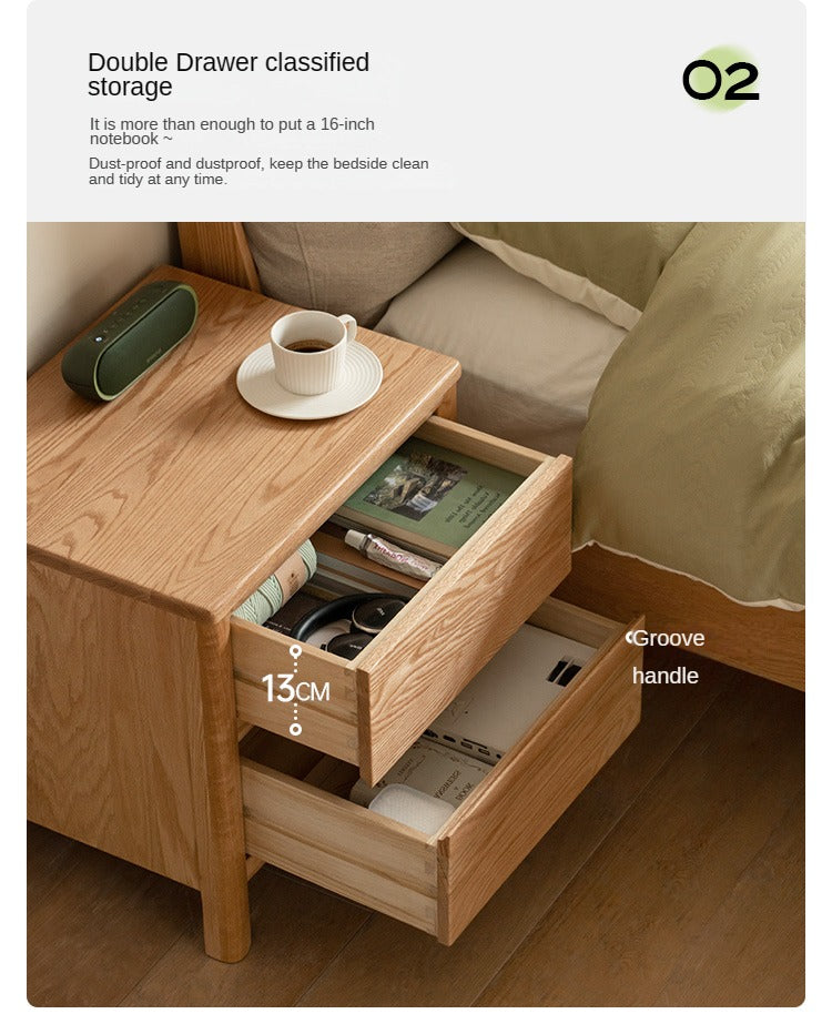 Oak solid wood nightstand"