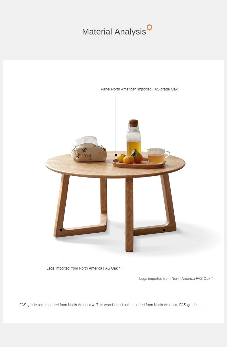 Oak, Beech Solid Wood Round Coffee Table