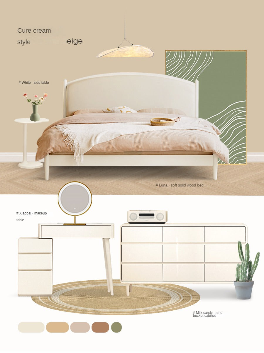 Poplar Solid Wood Telescopic DressingTable +LED Makeup Mirror.