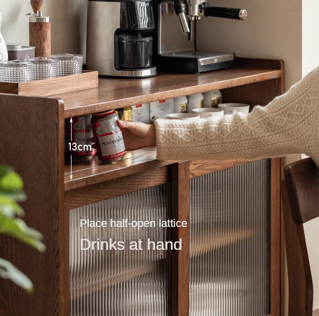 Oak Solid Wood, Solid RubberWood Modern Multifunctional Sideboard