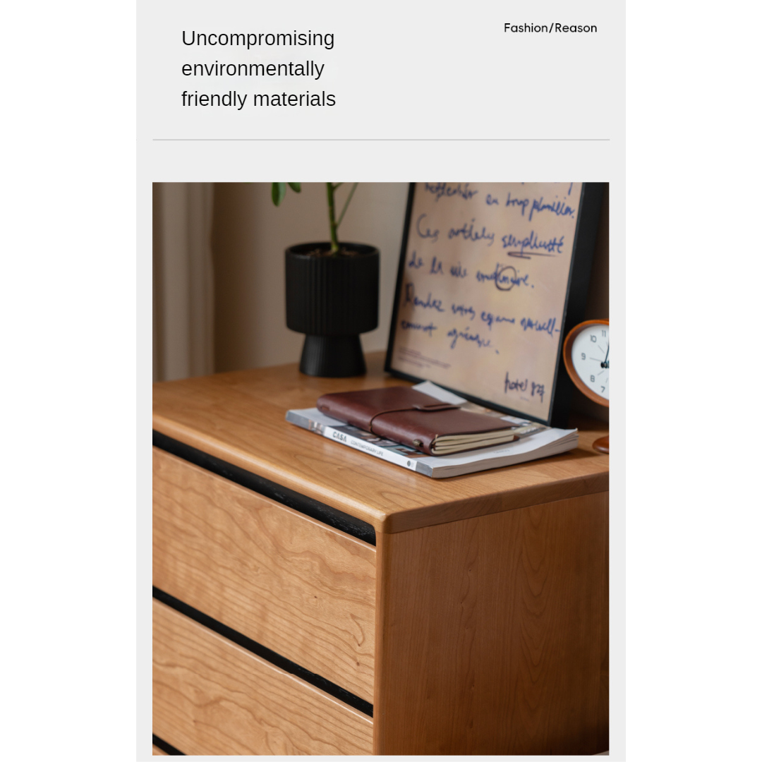 Cherry, Ash Solid Wood Medieval Style Drawer Cabinet.