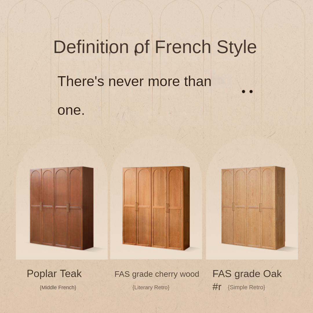 Black Walnut Solid Wood French Retro Wardrobe.