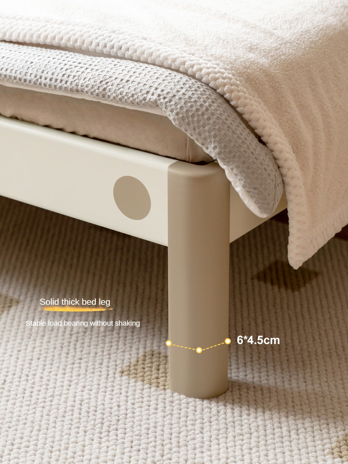 Poplar solid wood kids bed white cream<