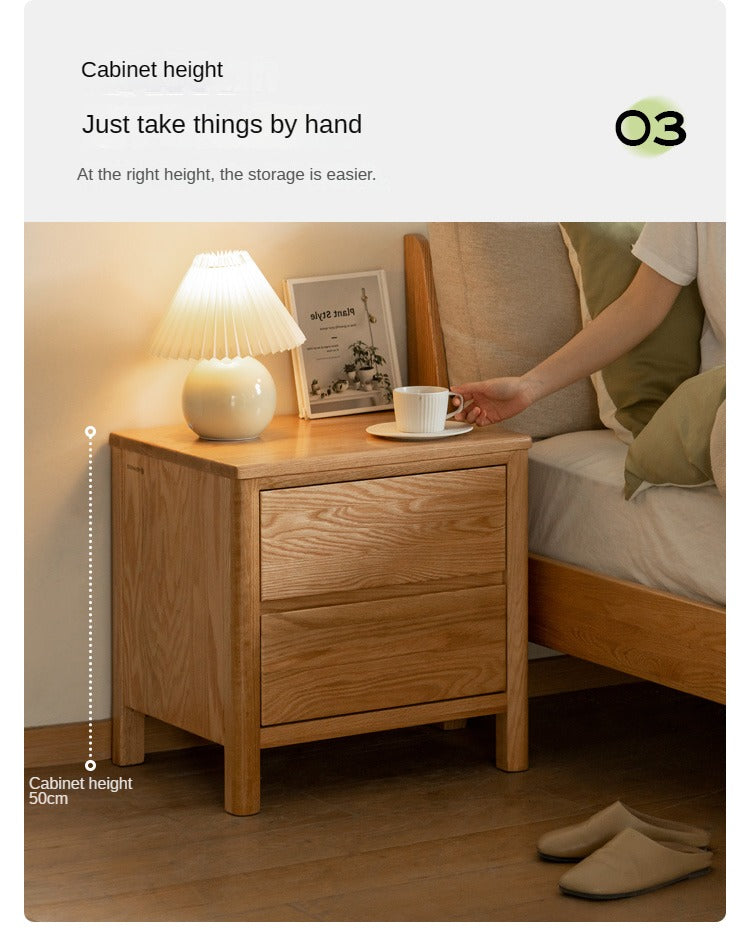 Oak solid wood nightstand"