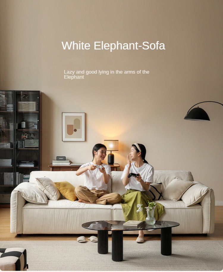 Fabric Straight Sofa Cream Style.