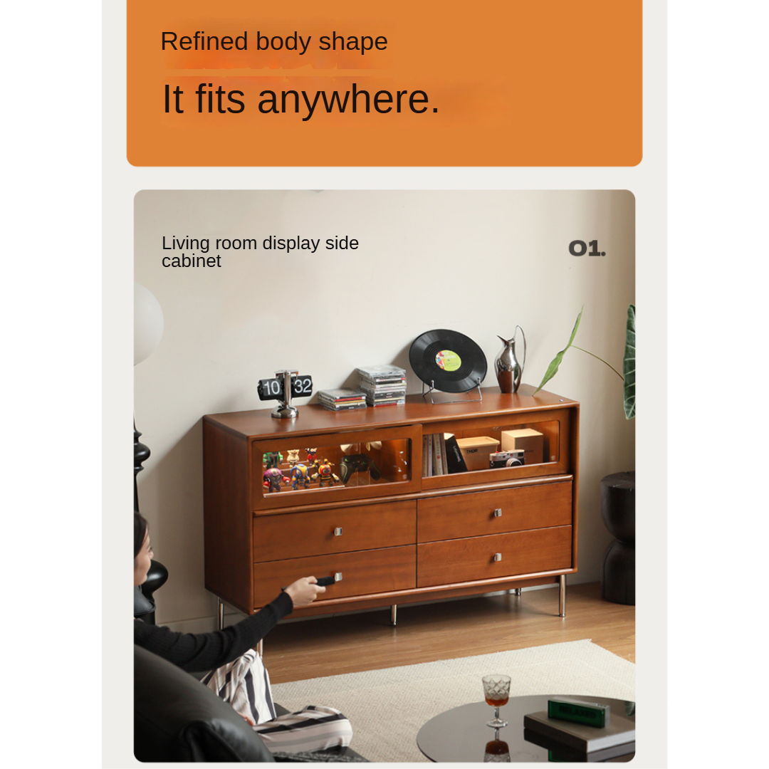 Poplar Solid Wood Cabinet Bauhaus Storage Drawer.