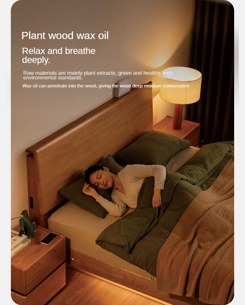 Cherry Solid Wood Box Bed Medieval Style.